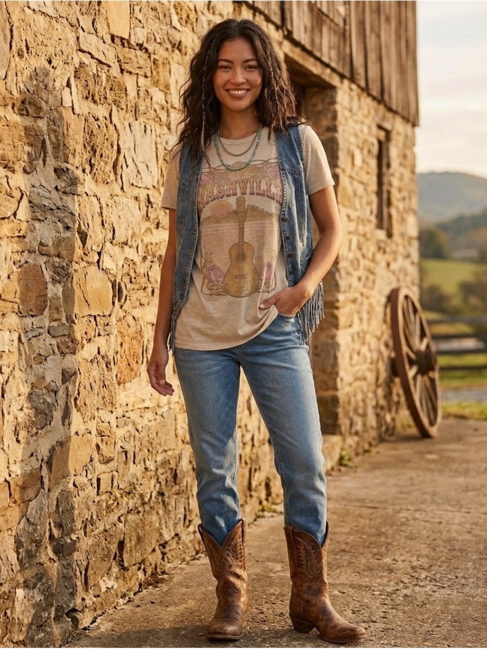 Graphic Nashville Short Sleeve Tee - Beige